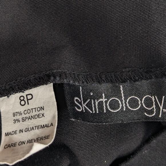 Skirtology 8P Black Cotton Stretch Waist Tie Casual Mini Skirt Women Spandex - Picture 3 of 4